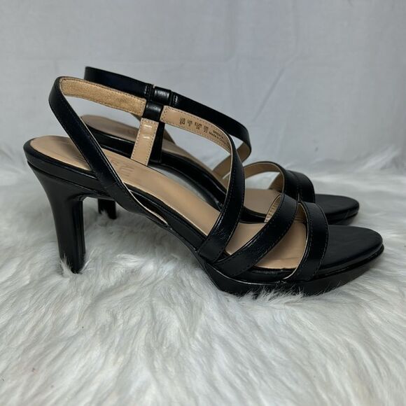 Naturalizer Brenta Black Faux Leather Strappy Heels Sz 6 - Picture 5 of 7